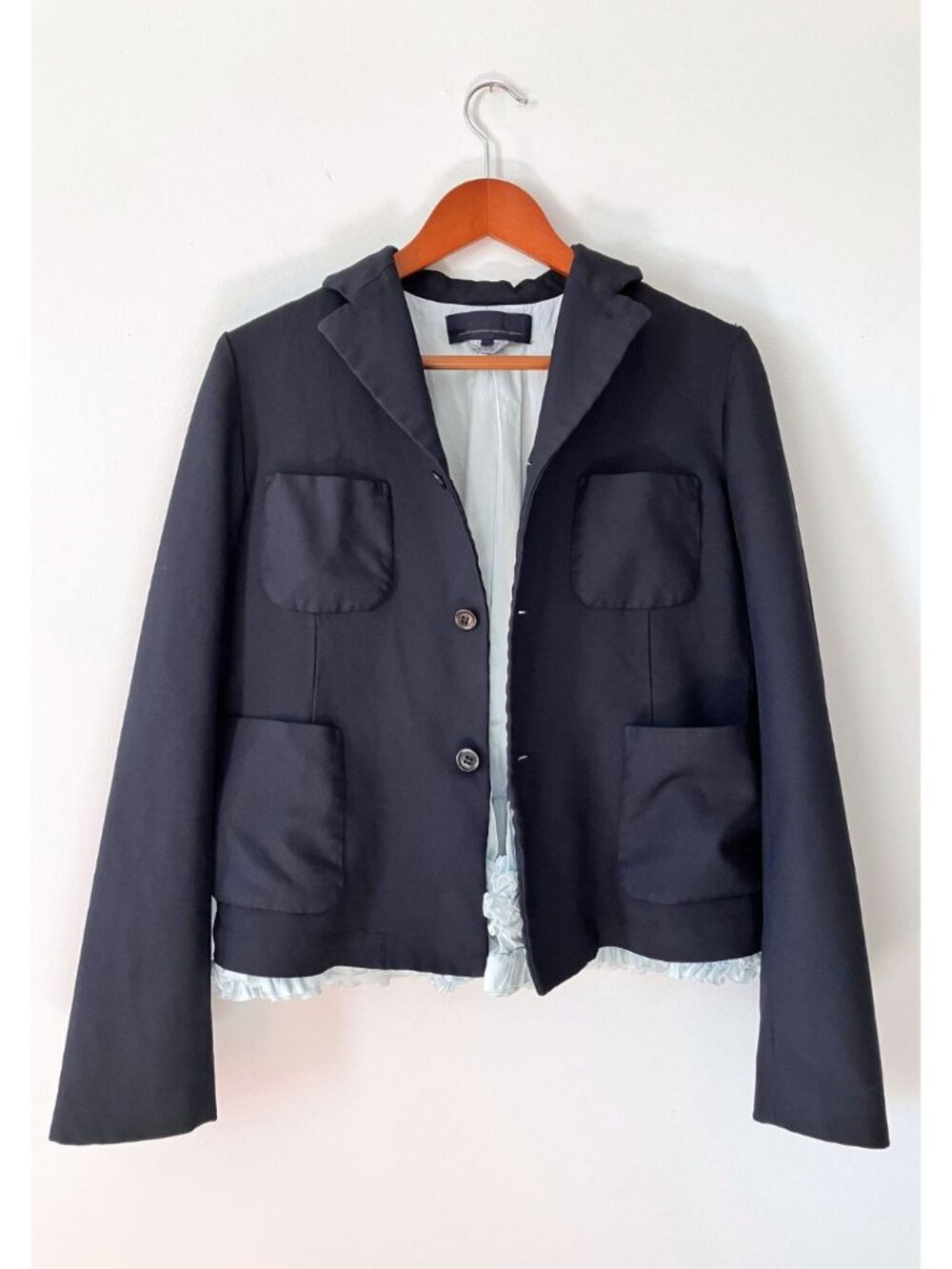 Comme des Garcons Navy Ruffle Blazer Size Small - Picture 2 of 6